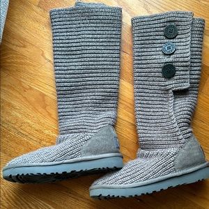 UGG Gray Knit Button Boots